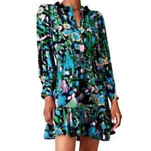 FIGUE Ella Tassel Tiered Ruffle  Birdsong Short Dress  Size X-Small